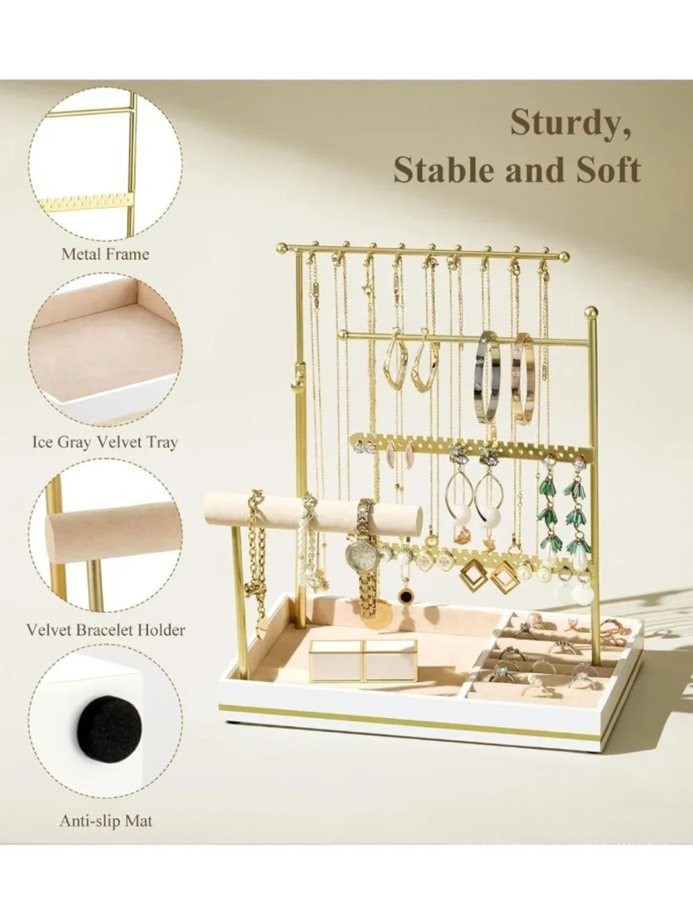 5-Tier Jewelry Organizer Necklace Holder - Elegant Storage for Necklaces